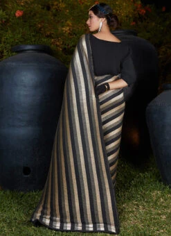 Imported Black Fabric Saree Party Wear -Deals Chic Lehenga Store black art silk saree sasom4505 b