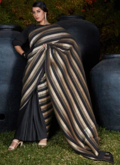 Imported Black Fabric Saree Party Wear -Deals Chic Lehenga Store black art silk saree sasom4505 u