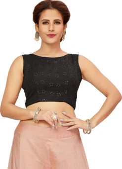 Black Blended Cotton Sequins Blouse After Six Wear -Deals Chic Lehenga Store black blended cotton sequins blouse blmff1825bk u