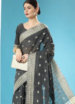 Black Cotton Weaving Saree Festive Wear 7 Black Cotton Weaving Saree Festive Wear -Deals Chic Lehenga Store black cotton weaving saree sasvw48 b