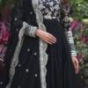 Black Faux Georgette Embroidered Dresses And Gown Party Wear