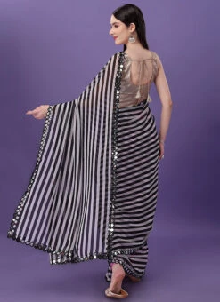 Black Faux Georgette Sari After Six Wear -Deals Chic Lehenga Store black faux georgette sari sasacw8734 b