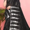 Black Georgette Sequins Embroidered Work Saree Party Wear