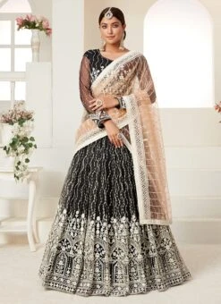 Black Heavy Net Sequins Embroidery Umbrella Lehenga Party Wear -Deals Chic Lehenga Store black heavy net sequins embroidery umbrella lehenga ghsom3005 u