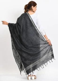 Black Linen Cotton Dupatta Work Wear -Deals Chic Lehenga Store black linen cotton dupatta dpdmimfd163 b
