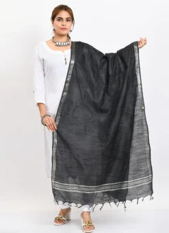 Black Linen Cotton Dupatta Work Wear -Deals Chic Lehenga Store black linen cotton dupatta dpdmimfd163 u