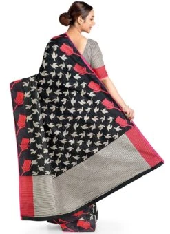 Black Mercerised Cotton Saree Festive Wear -Deals Chic Lehenga Store black mercerised cotton saree sa45g85w492 b
