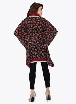 Black N Maroon Georgette Kaftan After Six Wear -Deals Chic Lehenga Store black n maroon georgette kaftan kfmnc006 b