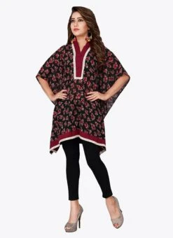 Black N Maroon Georgette Kaftan After Six Wear -Deals Chic Lehenga Store black n maroon georgette kaftan kfmnc006 u