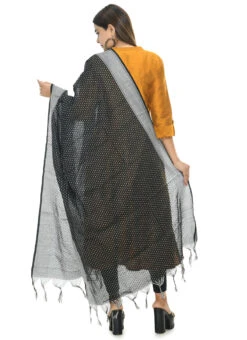Black N White Dot Handloom Cotton Weaving Work Dupatta Work Wear -Deals Chic Lehenga Store black n white dot handloom cotton weaving work dupatta dpdmimfd083 b
