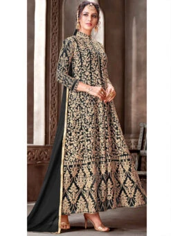 Black Net Embroidered N Sequins Anarkali Suit Party Wear -Deals Chic Lehenga Store black net embroidered n sequins anarkali suit slsak29341111f u