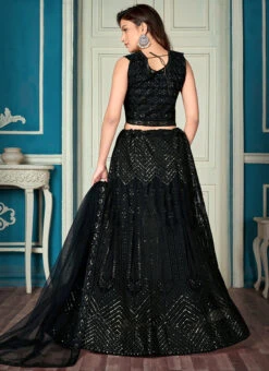 Black Net Embroidered Umberlla Lehenga Party Wear -Deals Chic Lehenga Store black net embroidered umberlla lehenga ghsaj42245001 b