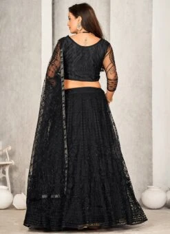 Black Net Embroidered Umbrella Lehenga Party Wear -Deals Chic Lehenga Store black net embroidered umbrella lehenga ghsprt16928 b