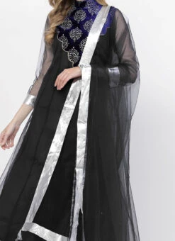Black Net Patch Work Anarkali Suit Work Wear