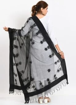 Black Organza Cotton Chikankari Embroidery Dupatta Work Wear -Deals Chic Lehenga Store black organza cotton chikankari embroidery dupatta dpdmimfd115 b