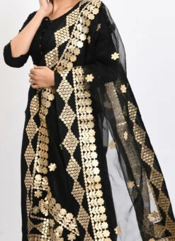 Black Organza Cotton Gota Work Dupatta Work Wear