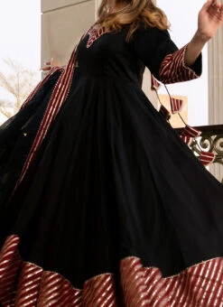 Black Pure Cotton Gota Patti Work Anarkali Suit Party Wear