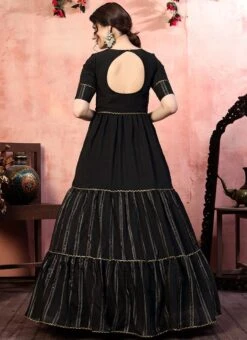 Black Silk Anarkali Gown Party Wear -Deals Chic Lehenga Store black silk anarkali gown bgwsom4521 b