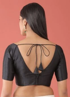 Black Silk Solid Stitched Readymade Blouse Party Wear -Deals Chic Lehenga Store black silk solid stitched readymade blouse blspfb229b b
