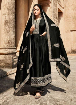 Black Soft Art Silk Embroidered N Sequins Anarkali Suit Party Wear 6 Black Soft Art Silk Embroidered N Sequins Anarkali Suit Party Wear -Deals Chic Lehenga Store black soft art silk embroidered n sequins anarkali suit slsaj30261934 u