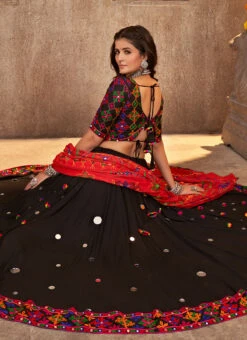 Black Viscose Rayon Kutch And Mirror Work Chaniya Choli Festive Wear -Deals Chic Lehenga Store black viscose rayon kutch and mirror work chaniya choli ghsom2333 b
