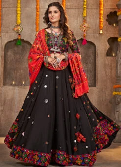 Black Viscose Rayon Kutch And Mirror Work Chaniya Choli Festive Wear -Deals Chic Lehenga Store black viscose rayon kutch and mirror work chaniya choli ghsom2333 u