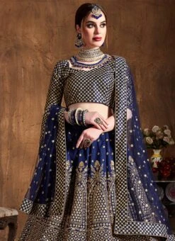 Blue Art Silk A Line Lehenga Wedding Wear 7 Blue Art Silk A Line Lehenga Wedding Wear -Deals Chic Lehenga Store blue art silk a line lehenga ghmkns7408 b