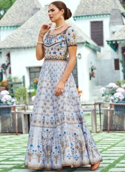 Blue Art Silk Anarkali Gown Party Wear 6 Blue Art Silk Anarkali Gown Party Wear -Deals Chic Lehenga Store blue art silk anarkali gown bgwsjssb1209 u