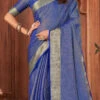 Blue Art Silk Banarasi Saree Festive Wear