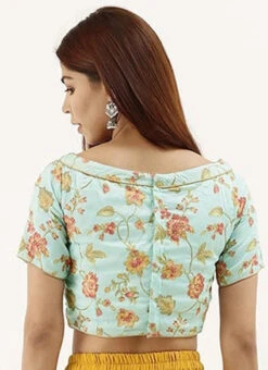 Blue Art Silk Embroidered Blouse Festive Wear -Deals Chic Lehenga Store blue art silk embroidered blouse BLBS02305186 b