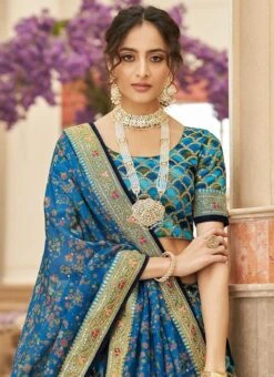 Blue Art Silk Embroidery Sequins Printed Work Umbrella Lehenga Wedding Wear -Deals Chic Lehenga Store blue art silk embroidery sequins printed work umbrella lehenga ghska46367426 b