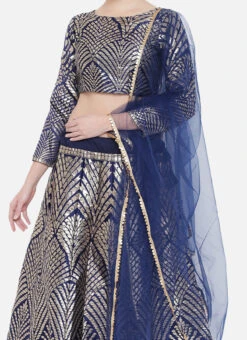 Blue Art Silk Gota A Line Lehenga Festive Wear