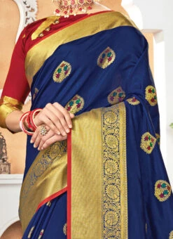 Blue Art Silk Saree Festive Wear