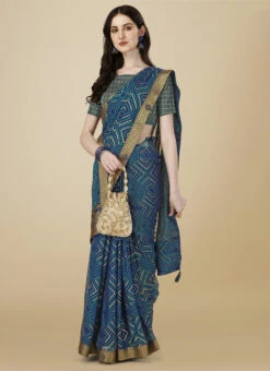 Blue Color Zari Work Brasso Saree Festive Wear -Deals Chic Lehenga Store blue color zari work brasso saree sasbhlrm7437e u