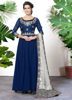 Blue Georgette Embroidery Anarkali Suit Party Wear -Deals Chic Lehenga Store blue georgette embroidery anarkali suit slsdi1707b u