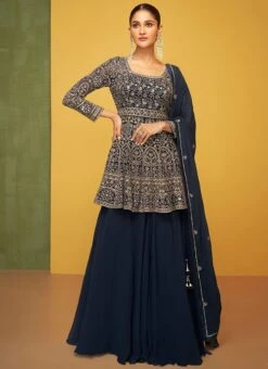 Blue Georgette Embroidery Long Choli Lehenga Party Wear 6 Blue Georgette Embroidery Long Choli Lehenga Party Wear -Deals Chic Lehenga Store blue georgette embroidery long choli lehenga ghska41405211 u