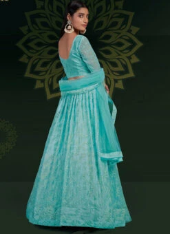 Blue Georgette Embroidery N Sequins Umbrella Lehenga Party Wear -Deals Chic Lehenga Store blue georgette embroidery n sequins umbrella lehenga ghska439930007 b