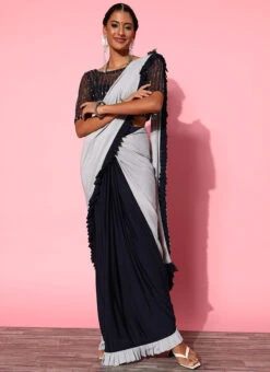 Blue Georgette Half N Half Saree Party Wear 6 Blue Georgette Half N Half Saree Party Wear -Deals Chic Lehenga Store blue georgette half n half saree sasacu7402 u