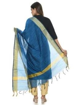 Blue Handloom Cotton Dupatta Festive Wear -Deals Chic Lehenga Store blue handloom cotton dupatta dpdmfmfd050 b
