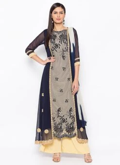 Blue Net Anarkali Suit Party Wear -Deals Chic Lehenga Store blue net anarkali suit slmnkc2045 u