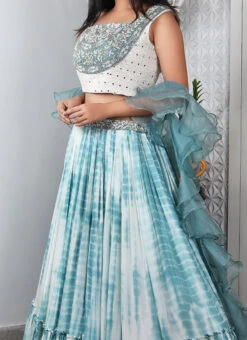 Blue Pure Silk A Line Lehenga Party Wear