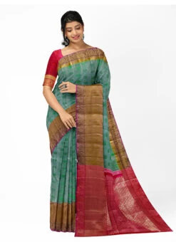 Blue Pure Silk Zari Work Saree Festive Wear -Deals Chic Lehenga Store blue pure silk zari work saree sabmksrau601 u