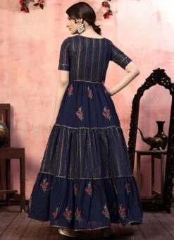 Blue Silk Anarkali Gown Party Wear -Deals Chic Lehenga Store blue silk anarkali gown bgwsom4525 b
