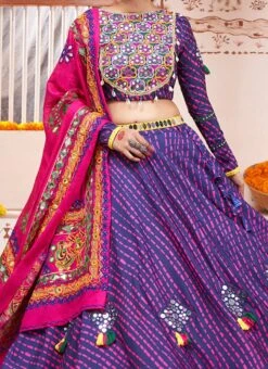Violet Viscose Kutch Work Chaniya Choli Festive Wear