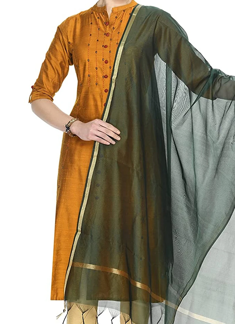 Bottle Green Art Silk Banarasi Dupatta After Six Wear 1 Bottle Green Art Silk Banarasi Dupatta After Six Wear