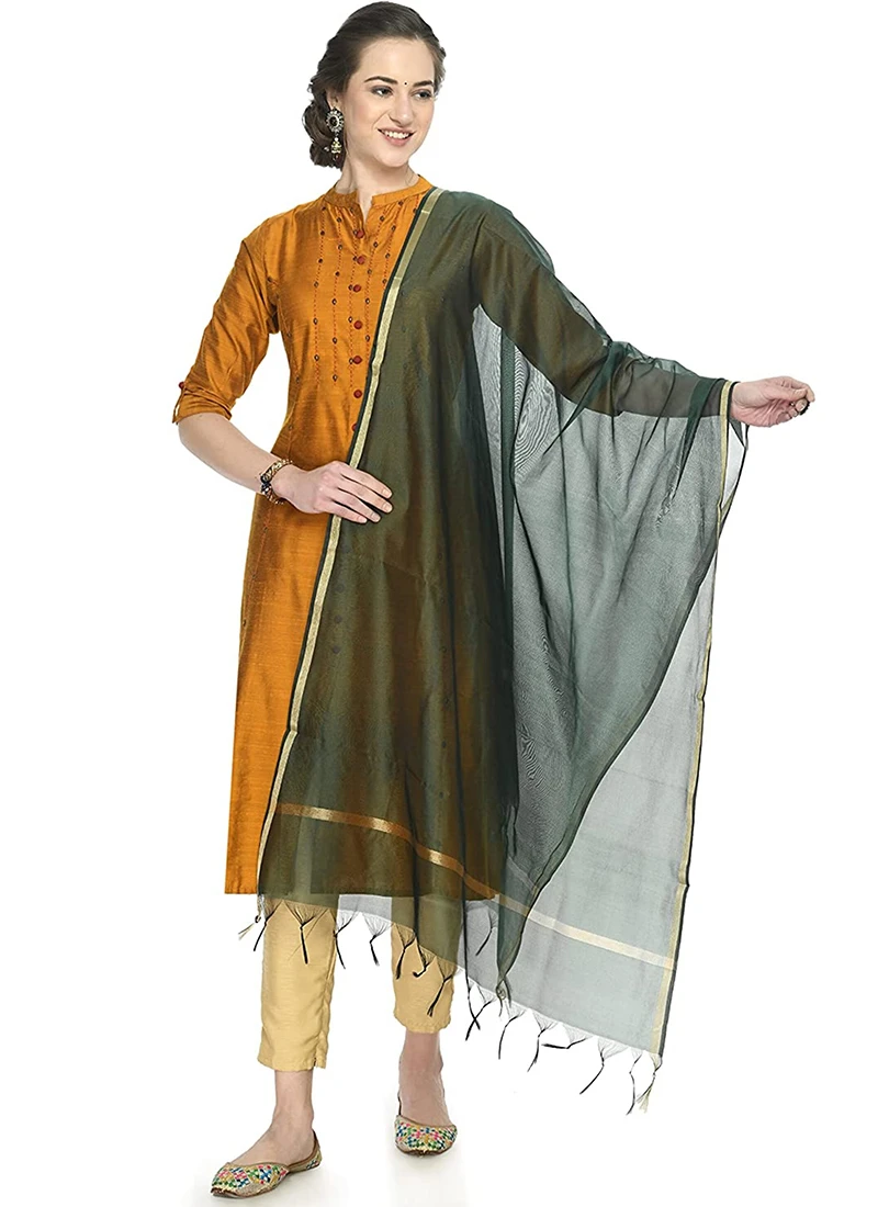 Bottle Green Art Silk Banarasi Dupatta After Six Wear 3 Bottle Green Art Silk Banarasi Dupatta After Six Wear - Image 3