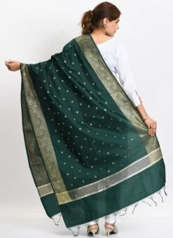 Bottle Green Banarasi Silk Weaving Work Dupatta Work Wear -Deals Chic Lehenga Store bottle green banarasi silk weaving work dupatta dpdmimfd182 b