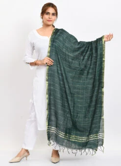 Bottle Green Cotton Slub Weaving Work Dupatta Work Wear -Deals Chic Lehenga Store bottle green cotton slub weaving work dupatta dpdmimfd107 u