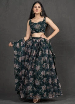 Bottle Green Organza Umbrella Lehenga Party Wear 6 Bottle Green Organza Umbrella Lehenga Party Wear -Deals Chic Lehenga Store bottle green organza umbrella lehenga ghuhoa012 u