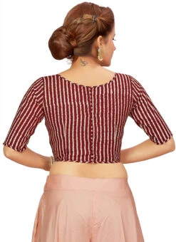 Brown Blended Cotton Blouse After Six Wear -Deals Chic Lehenga Store brown blended cotton blouse blmff1831br b